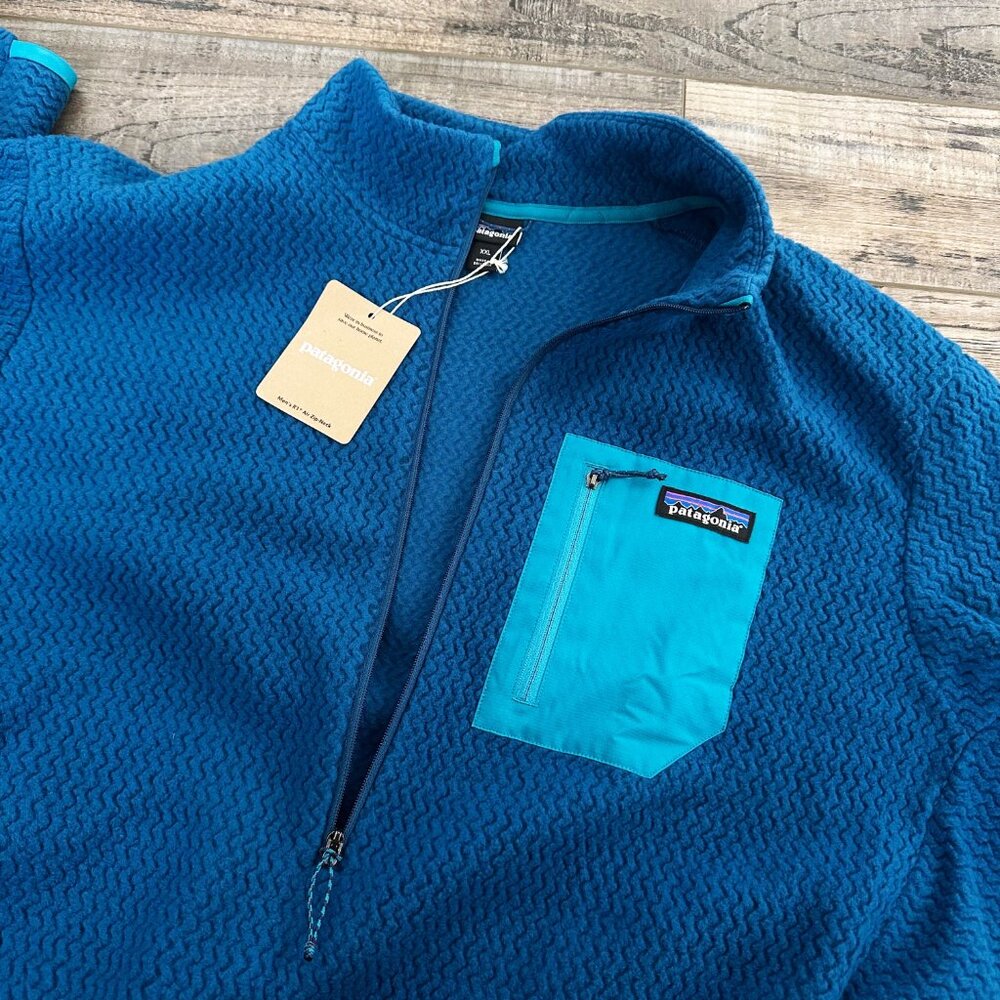 NWT Patagonia Men's R1 Air Zip Neck Fleece Pullover 2XL Lagom Blue Lightweight - Picture 13 of 14